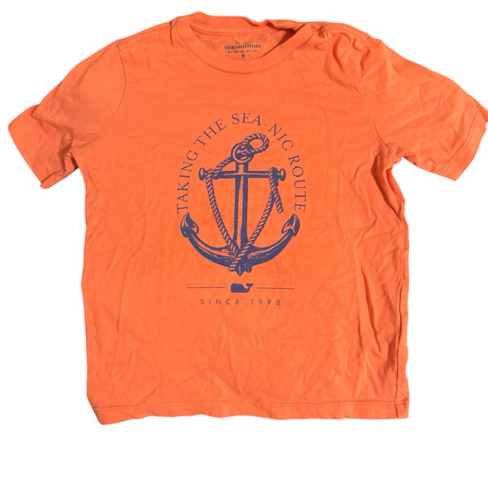 Vineyard Vines Orange Nautical Anchor Tee